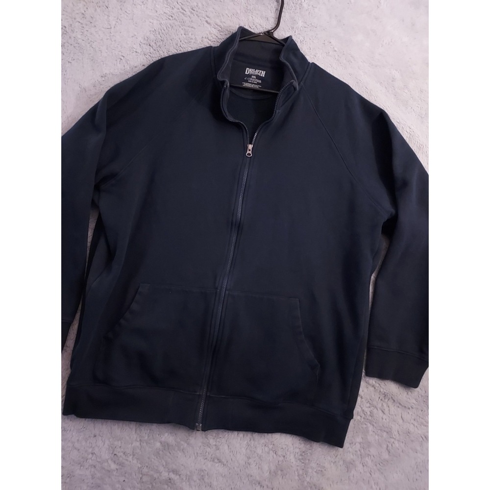 Duluth Trading Jacket Mens 3XL Full Zip Heavyweight Blue Fleece Pocket Faded